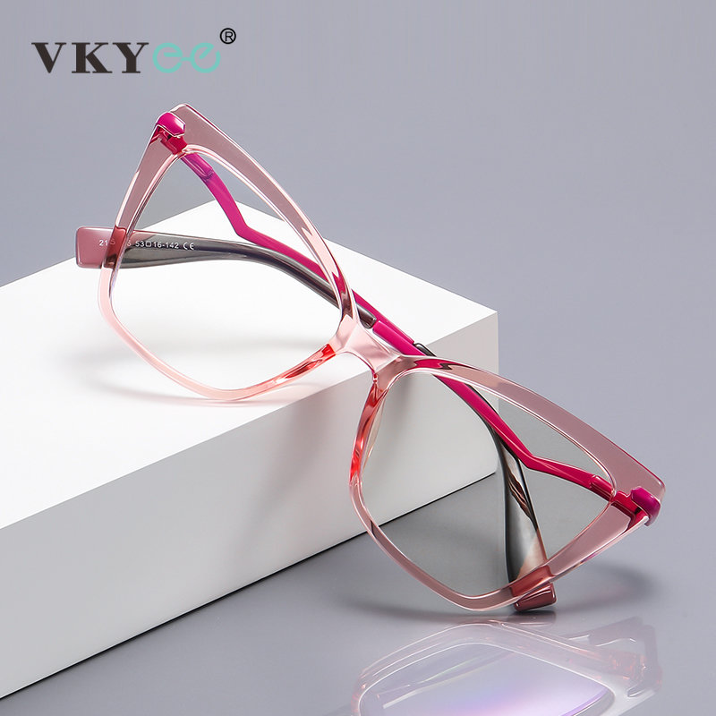 VICKY ผู้หญิงกรอบแว่นสายตาสั้น Hyperopia Kacamata Baca Anti Blue Light แว่นตาแมวแว่นสายตากรอบ P2106