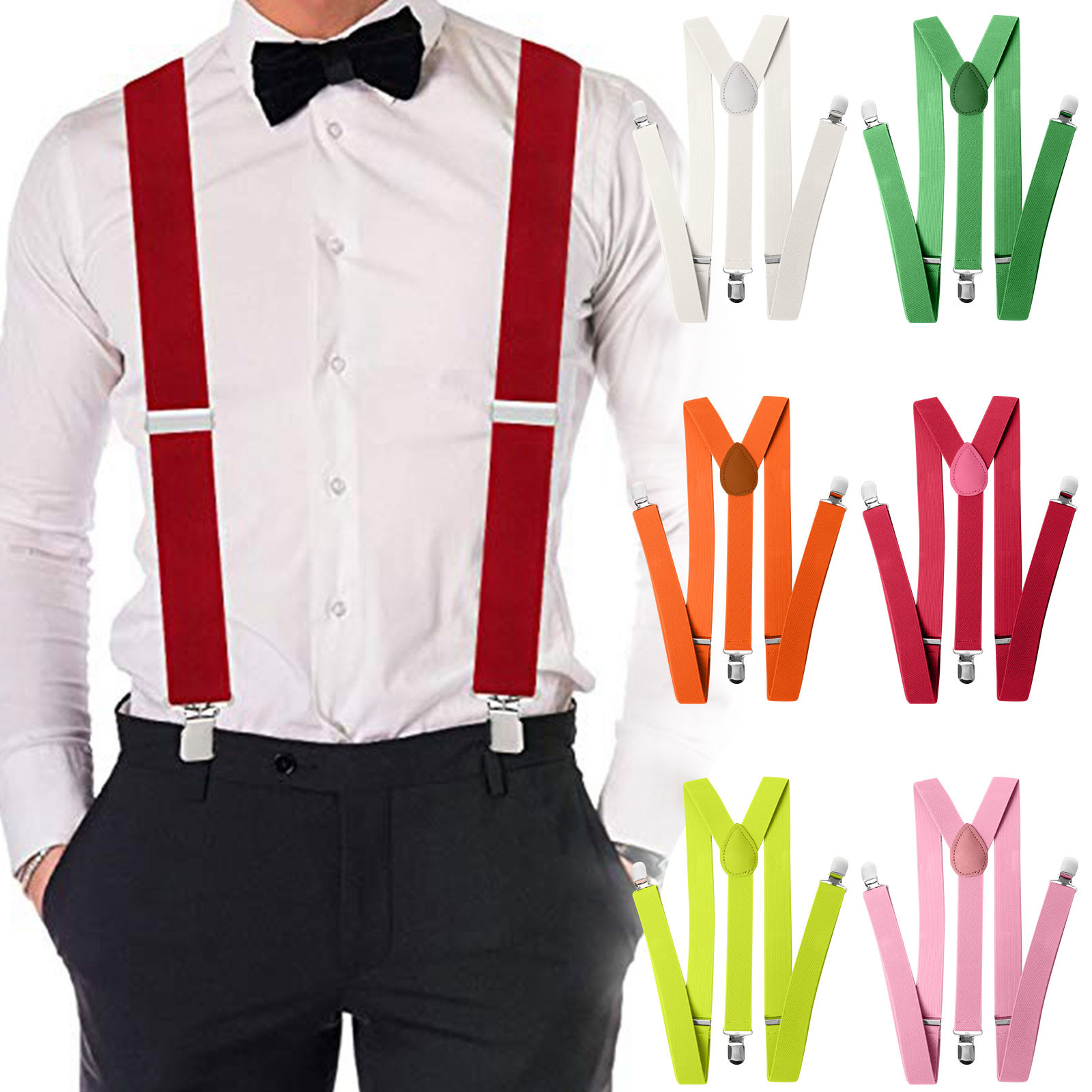 Bretelles en cuir élastiques réglables et solides, attelle de dos en Y unisexe, sangle colorée à Clip, costume pour fête de mariage, accessoires quotidiens