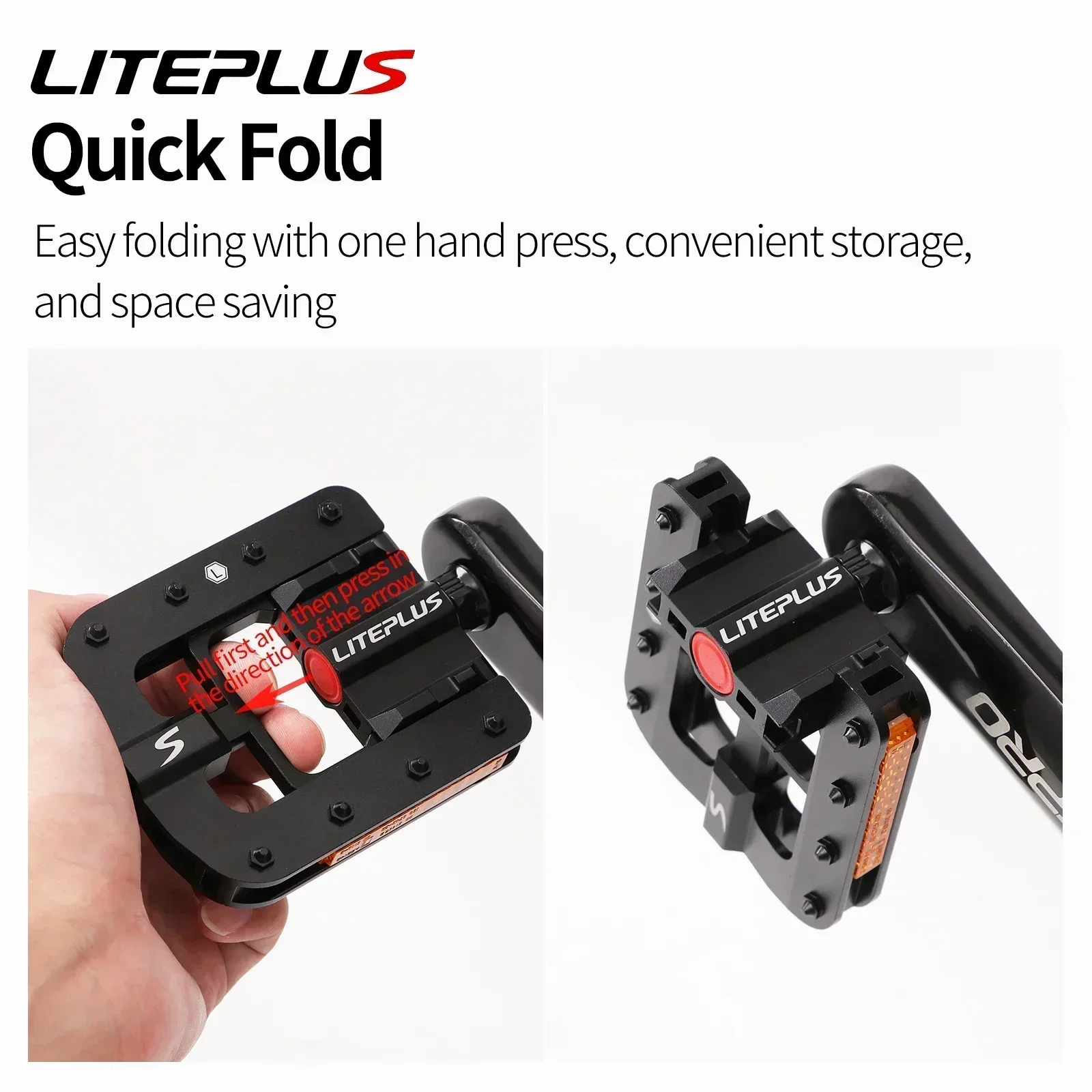 Liteplus pedal sepeda lipat aluminium paduan, pedal sepeda lipat cepat, suku cadang sepeda Bmx, pedal sepeda lipat