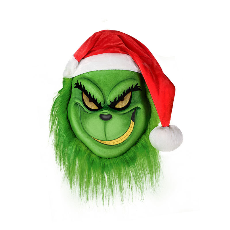 Novo conjunto de máscara de natal halloween cosplay festa adereços ladrão chapéu vermelho máscara verde luvas verdes