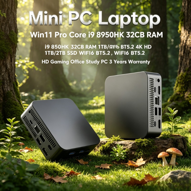 Mini Laptop Portátil com Windows 11 Pro, Core i9 8950HK, 32GB de RAM, SSD de 1TB/2TB, WiFi 6 e Bluetooth 5.2, 4K HD, para Jogos e Uso em Escritório |   Garantia de 3 Anos