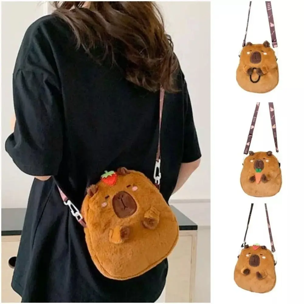 Bolso de hombro de felpa de capibara de gran capacidad, bolso de capibara de dibujos animados, bolso de capibara unisex