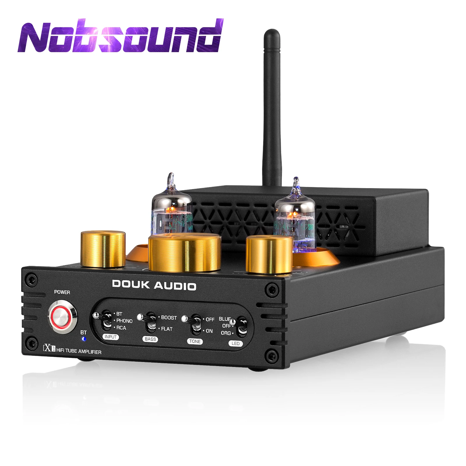 Nobsound-Amplificador de Tubo a Vácuo, Stereo, Bluetooth 5.0, Amp MM, Phono, Power Amp para toca-discos, APTX-HD, HiFi, GE5654, 160W + 160W
