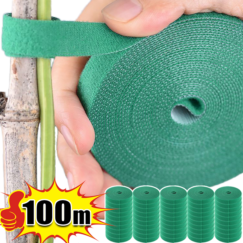 Selbstklebender Nylon-Kabelbinder für Pflanzen, grün, verstellbare Pflanzen, Hakenschlaufenunterstützung, Gartenschnur, Verband, wiederverwendbare Verschluss-Klebebandstreifen