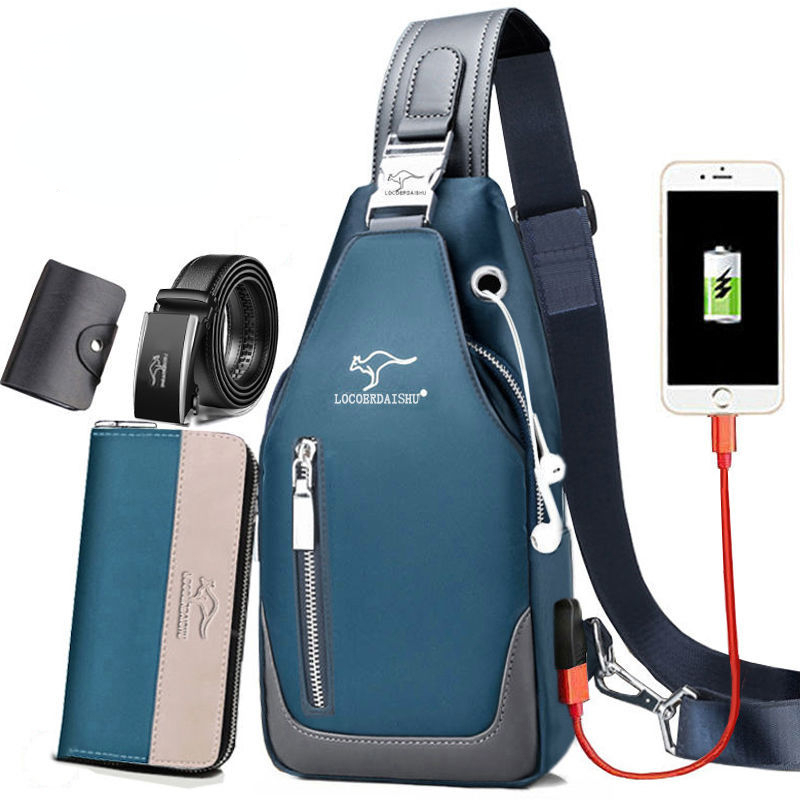 Tas Dada Oxford untuk Pria, Tas Kurir Bahu Dada Oxford Tahan Air, Tas Olahraga Kasual Gaya Korea Mode Baru
