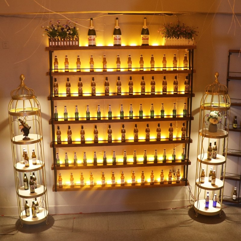 Massivholz leuchtende Wein biers chrank Vitrine