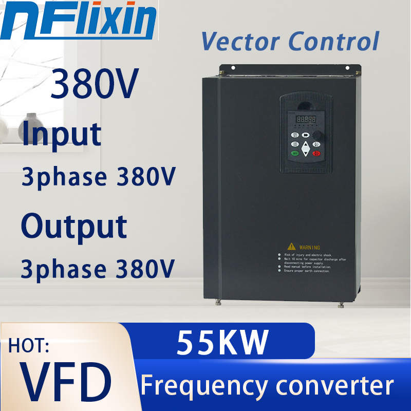 Vektorregelung 380V VFD-Wechselrichter 55kW 74PS 3-Phasen-Eingang Ausgang Variabler Frequenzantrieb Frequenzumrichter