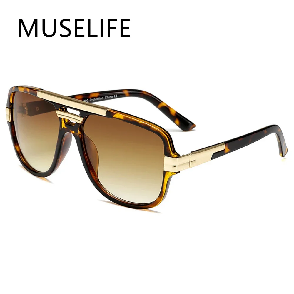 MUSELIFE, gafas de sol clásicas de lujo para hombre, gafas de sol de marca de moda Glamour para dama, gafas de sol cuadradas Retro Vintage con espejo de diseñador