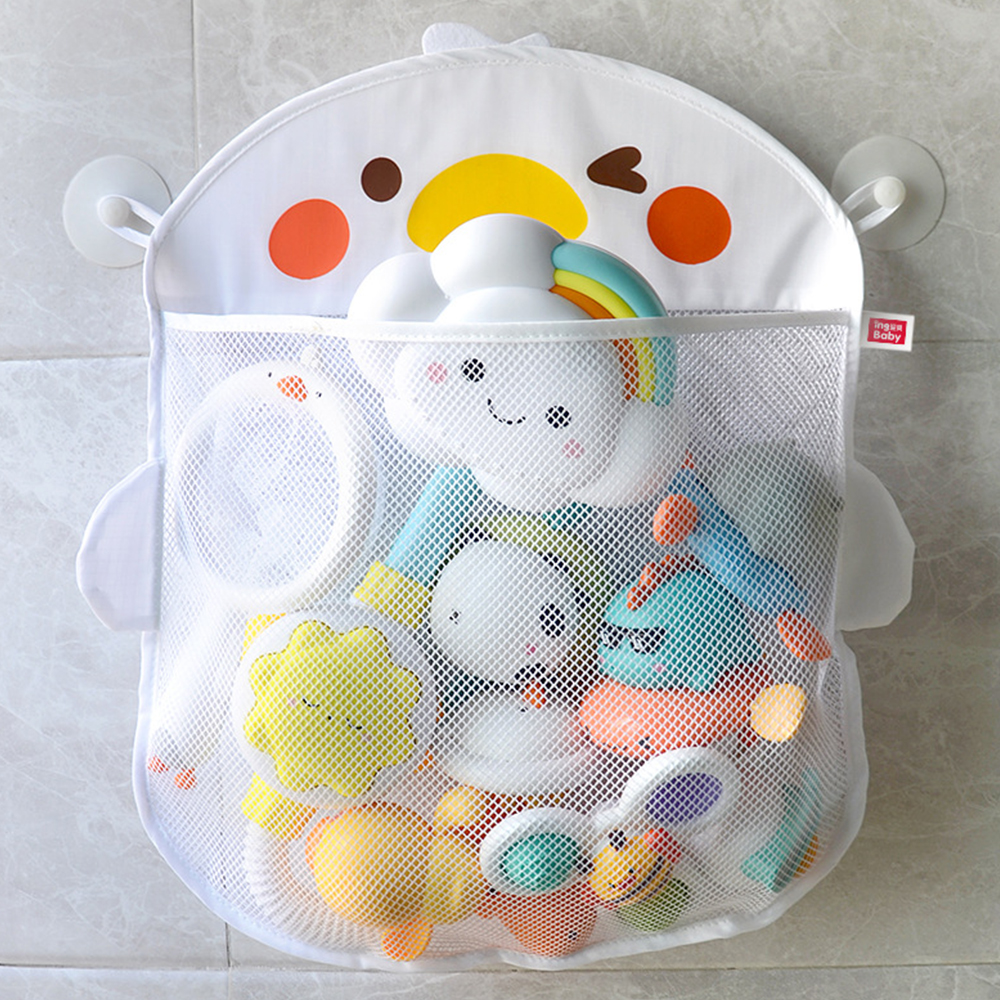 Bolsa de almacenamiento de red de malla de pato para bebé, bolsa de juego de baño, fuerte con ventosas, organizador de baño, juguetes de agua para niños