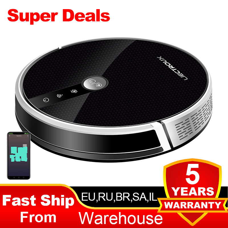 LIECTROUX/LILIN C30B Robot Vacuum Cleaner AI Map Navigation,Memory,Smart Partition,WiFi App,6000Pa Suction,Electric Water Tank