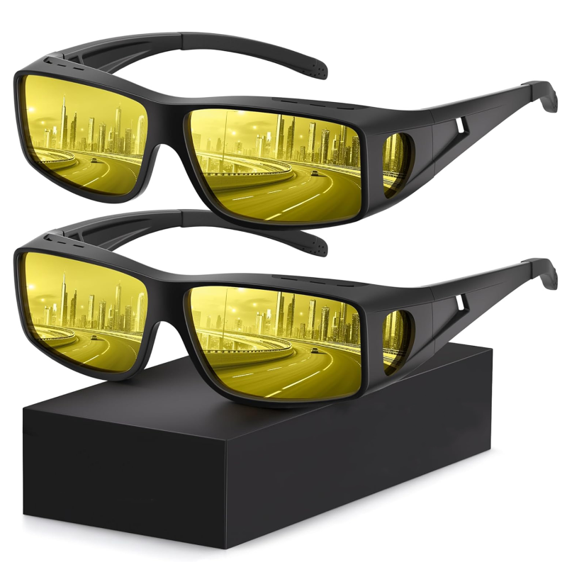 Gafas de Conducción Nocturna Polarizadas HD Antideslumbrantes con Protección UV, Gafas de Visión Nocturna para Hombres y Mujeres