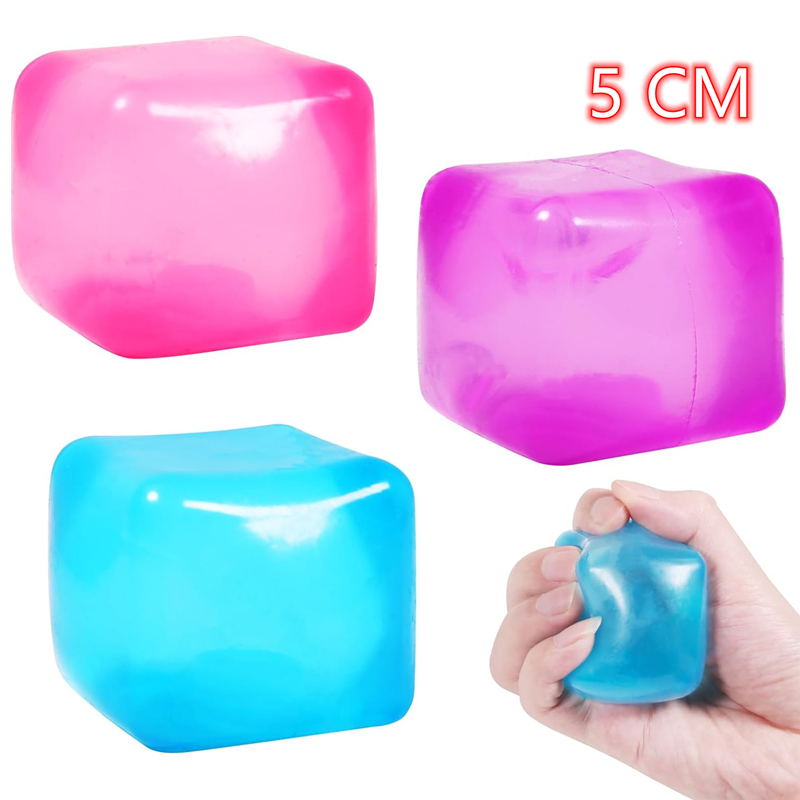 3 Stuks Squishy Ijsblokje Fidget Speelgoed Vierkante Vorm Squishy Stressbal Squeeze Speelgoed Stress Zintuiglijke Speelgoed Voor Kinderen volwassenen Gift