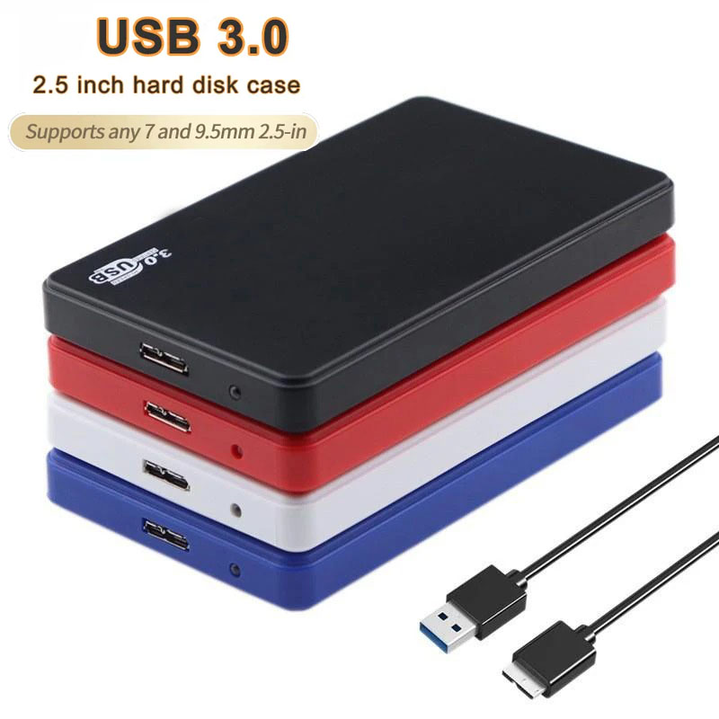 Caja de disco duro USB 3,0 a 2,5 pulgadas, carcasa SATA HDD SSD, caja de disco duro externo de 5Gbps para PC, portátil, teléfono inteligente, PC y portátil