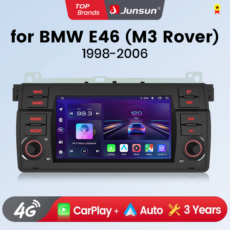 Junsun Wireless CarPlay Android Auto Car Radio for BMW E46 M3 318/320/325/330/335 GPS Intelligent Systems Multimedia Autoradio