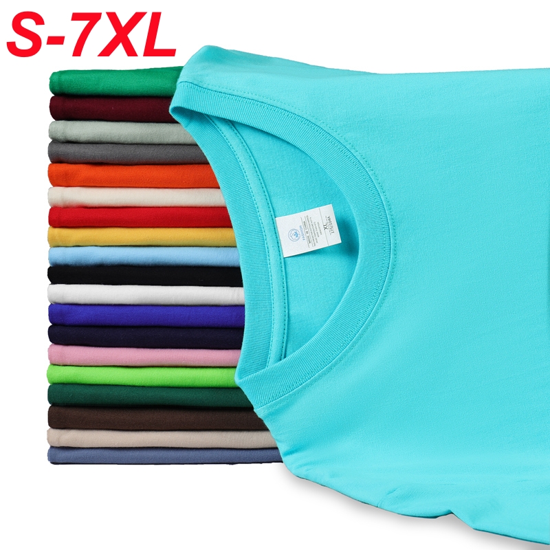 Cotone 100% T Shirt Da Uomo Plus Size 7xl 20 Colori Oversize 6xl Manica Corta O-Collo T-Shirt Estate Solido Allentato Abbigliamento Uomo