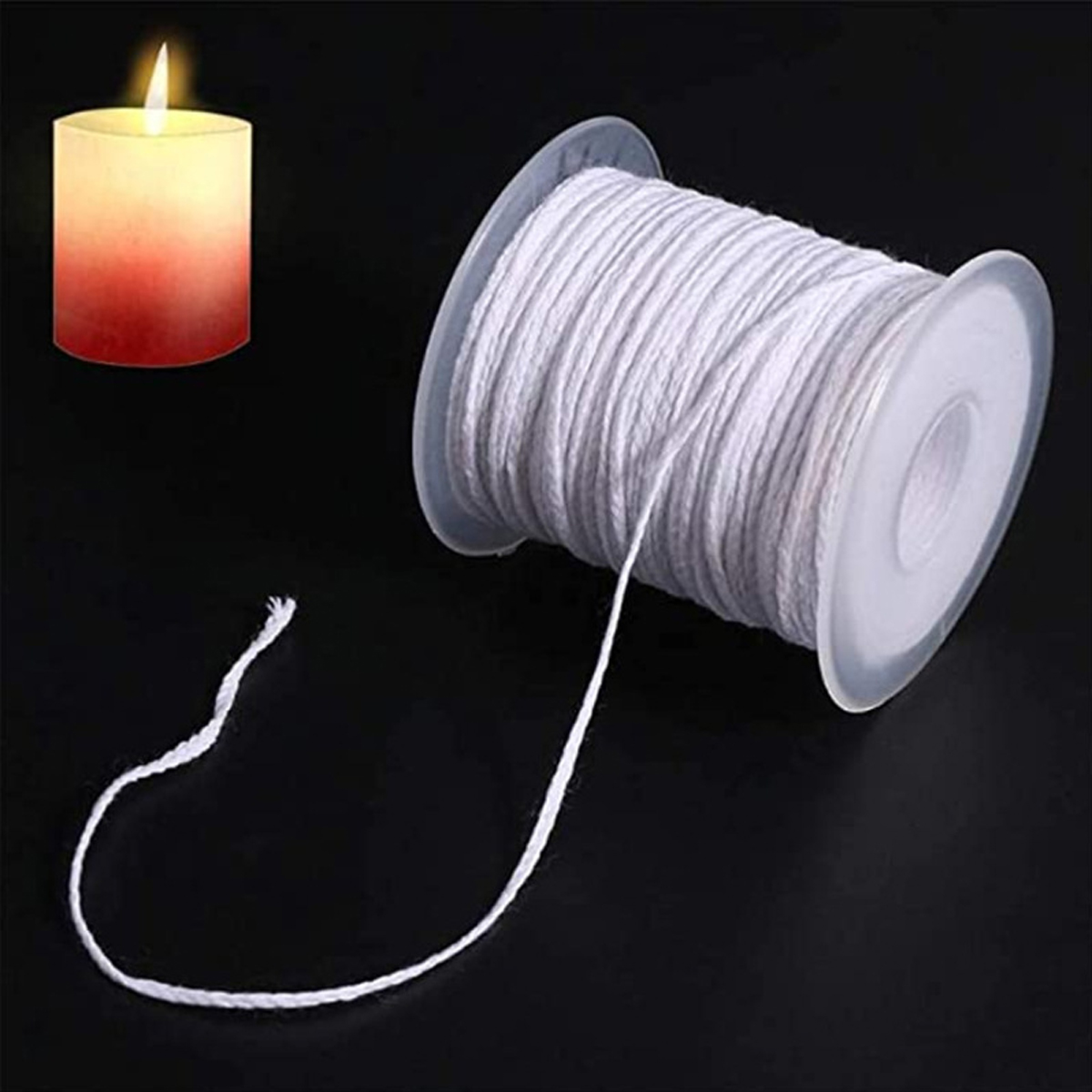 61 M ผ้าฝ้ายทอเทียน DIY เทียนทําด้วยมือทําอุปกรณ์เสริม Smokeless ธรรมชาติ 24 Strand เทียน 1 ม้วน 200 ฟุต