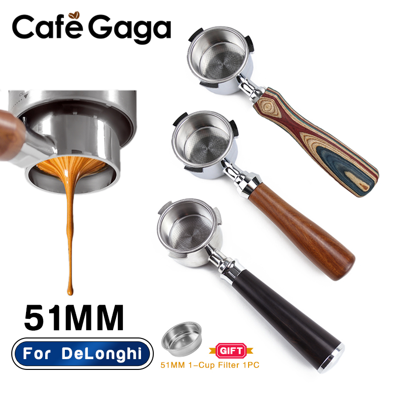 Portafilter Kopi Tanpa Dasar 51Mm Telanjang untuk Delonghi EC680 EC685 EC200 Keranjang Filter Aksesori Mesin Espresso Alat Barista