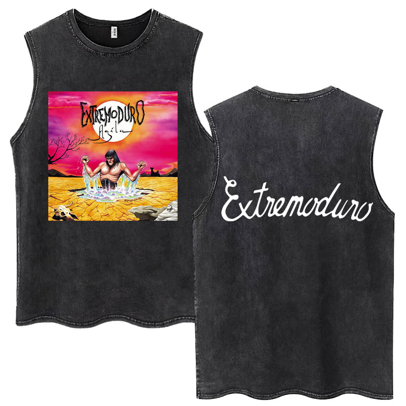 Gewaschen Rock Band Extremoduro Agila Album Tank Tops Männer Frauen Mode Vintage Hip Hop Ärmellose T-Shirts Baumwolle Lose Weste Männlich