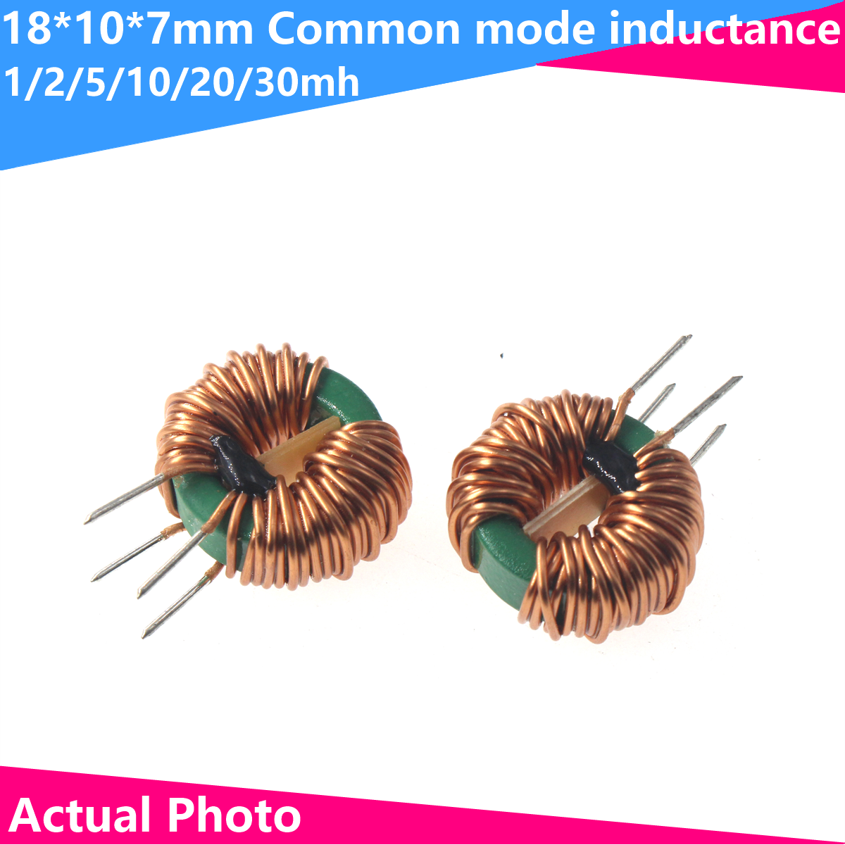 2 pièces 18X10X7-1/2/5/10/20/30mh 0.6 D anneau de fil manganèse zinc anneau magnétique filtre starter bobine mode commun inducteur vertical