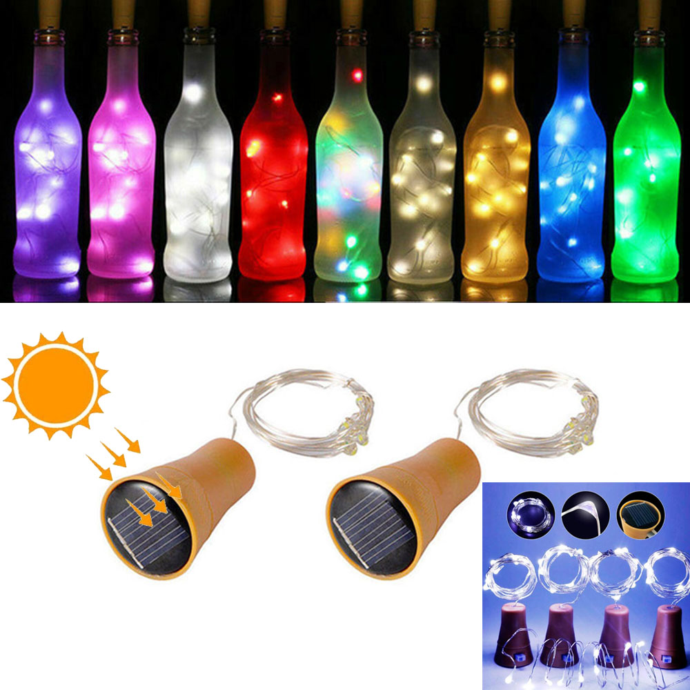 Solarbetriebene 10LED 20LED Weinflaschenlichter Korkform Lichterkette Girlande Weihnachtslicht Kupferdraht Home Room Decor Lampe