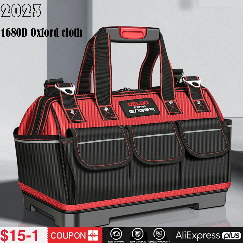 1680D Oxford Cloth Tool Bag Professional Electrician Wrench Waterproof Working Multifunction Organizing Storage Tool Bag