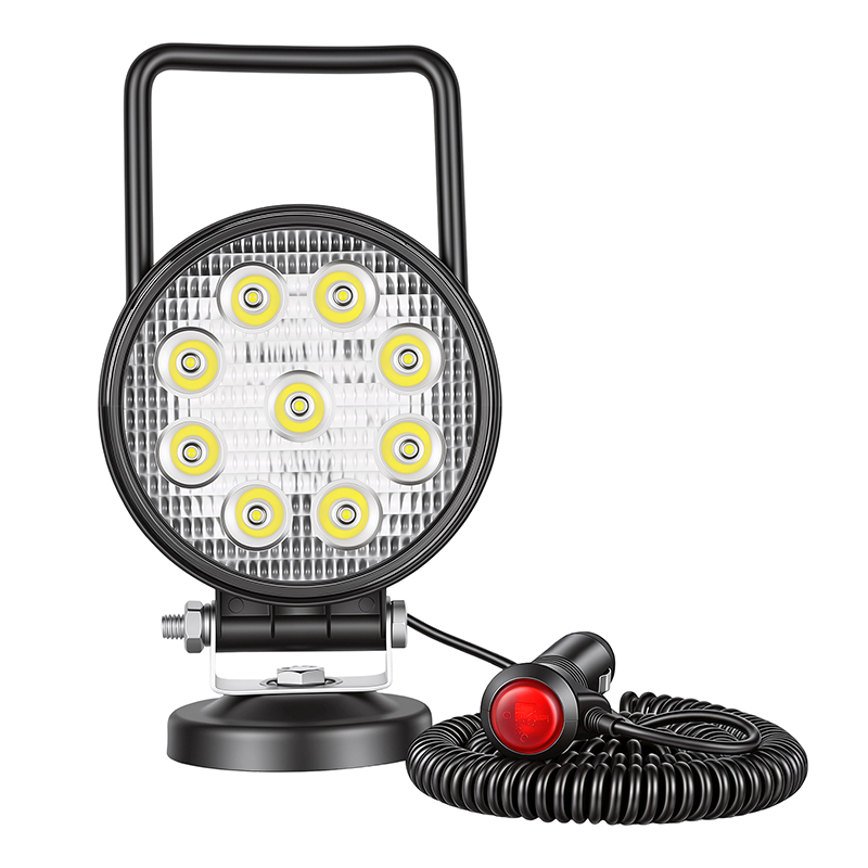 Auto Car 3M Plug&Play 27W 4" Portable LED Work Light Magnetic Base Offroad 4WD SUV UTV 4x4 Truck Pickup Spot Flood Driving Lamp