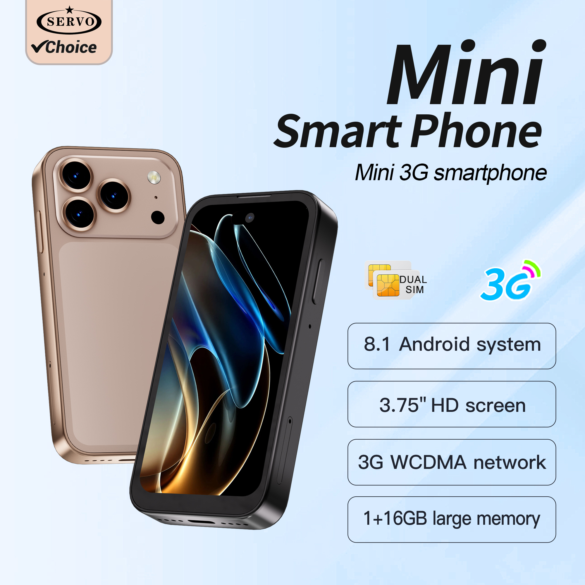 2026 nuevo SERVO 17PRO MAX 3G pequeño teléfono inteligente sistema Android cámara Dual desbloqueo facial aplicación descargar Mini teléfonos inteligentes pantalla de 3,75"