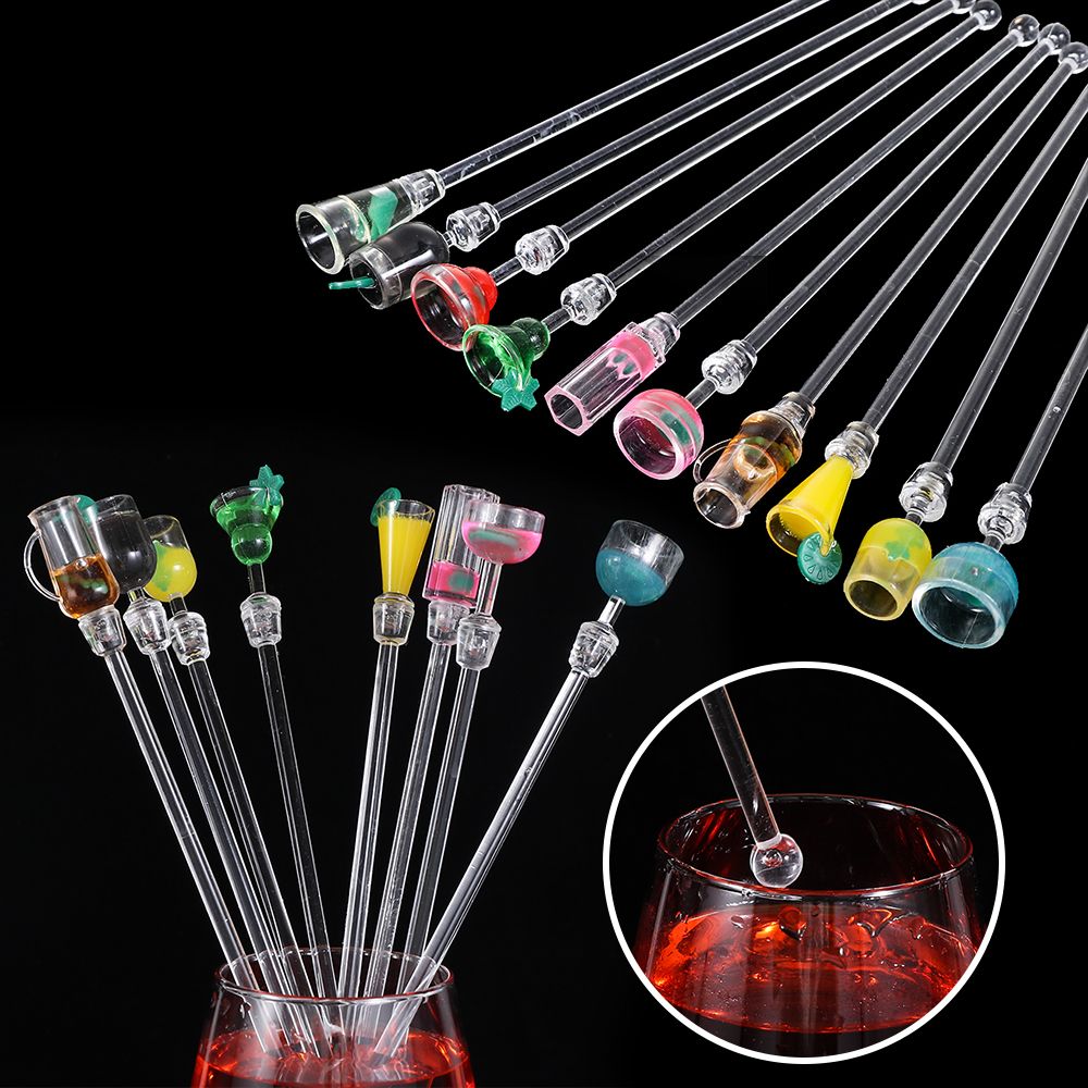 10Pcs/Set Colorful Acrylic Colorful Restaurant Stirring Sticks Drink Stirrers Mixing Sticks Cocktail