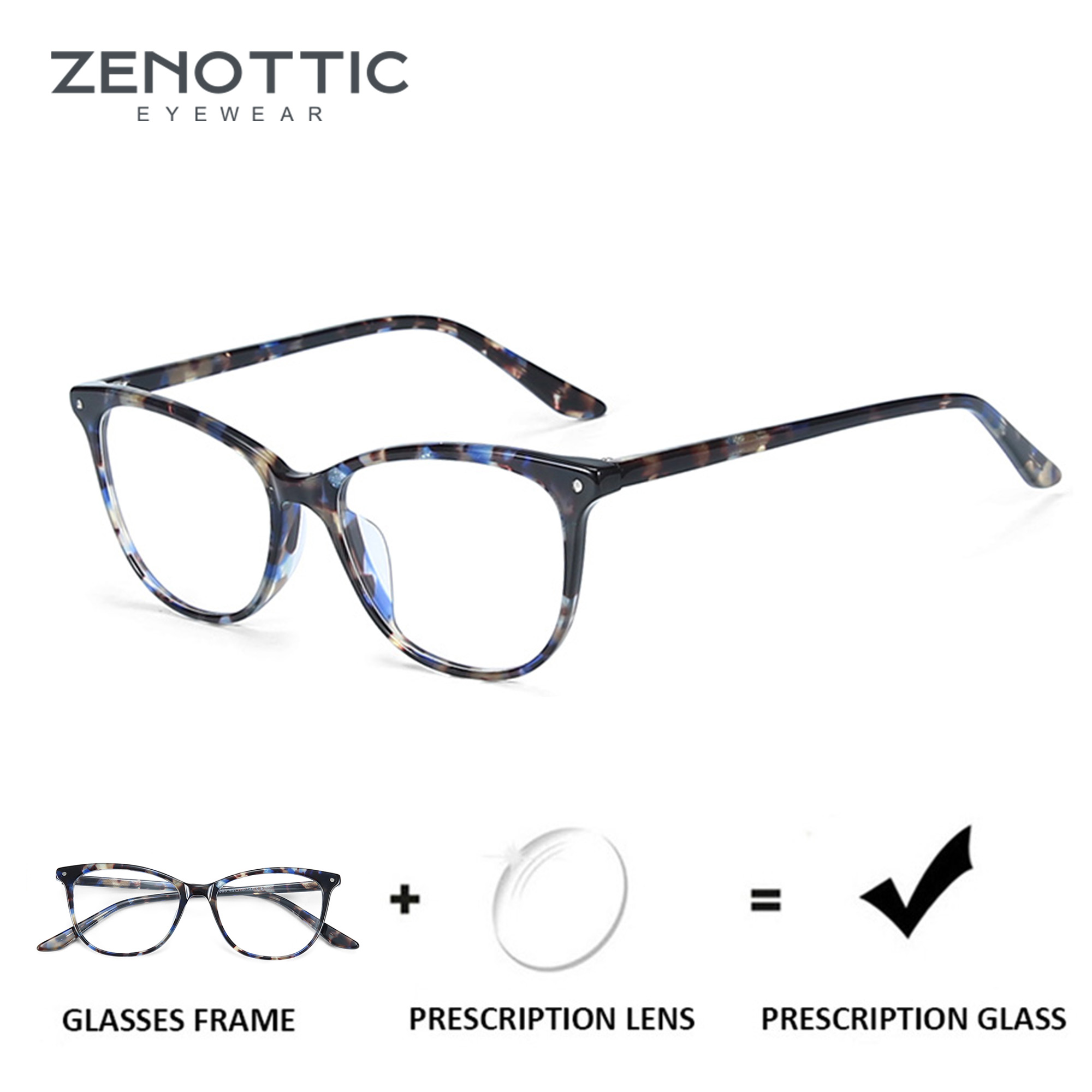 ZENOTTIC Cat Eye Occhiali da vista in acetato Donna Occhiali ottici fotocromatici anti-blu-ray Miopia Ipermetropia Occhiali