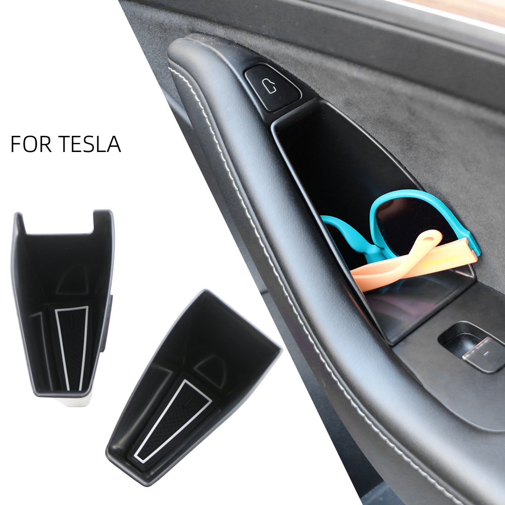 Porta laterale scatola di immagazzinaggio per Tesla Model 3 2017-2023 Model Y 2020-2024 bracciolo telefono contenitore porta organizzatore maniglia tasca vassoio