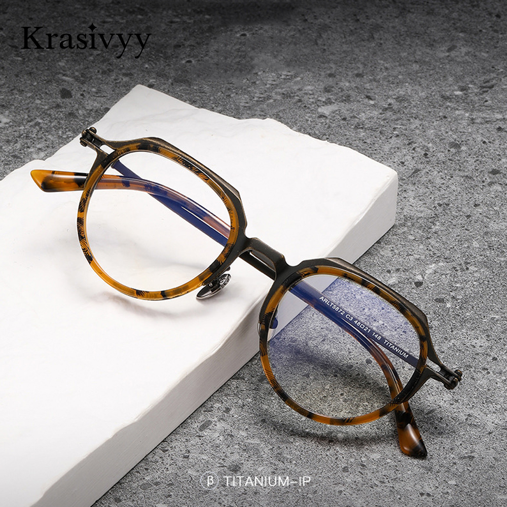 Krasivyy Polygon Brille Rahmen Männer Titan Acetat Rezept Optische Brillen Frauen Luxus Europäischen Marke Qualität Brillen
