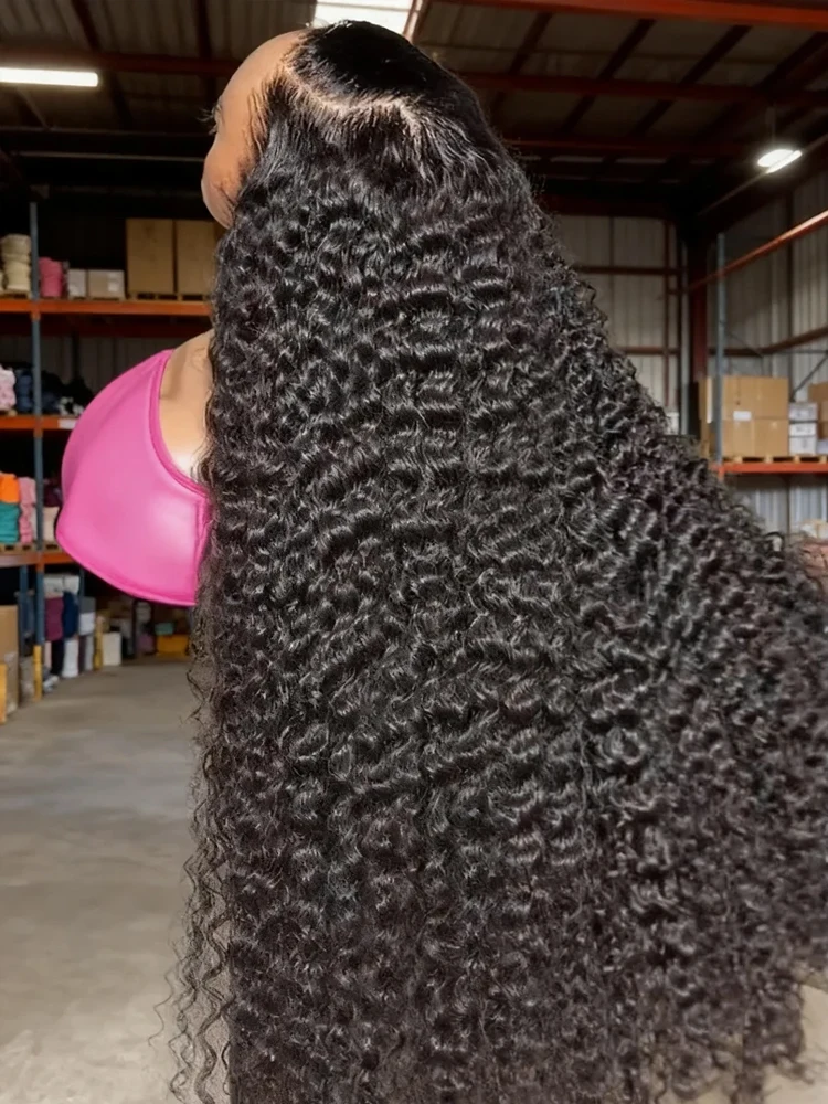 40 42 Inch Deep Wave 13x4 13x6 Hd Lace Front Wig For Black Women Transparent Hd Swiss Lace 300% High Density Water Wave Full Lace Frontal Wig Bouncy Jerry Culry Human Hair Glueless Wigs Malaysia Virgin Raw Wet and Wavy Preplucked Hairline Bleached Knots