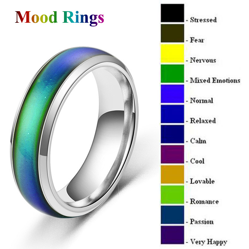 Anneaux de couleur changeante en acier inoxydable, anneaux de température pour femmes et hommes, ton émaillé, bijoux fins, cadeaux
