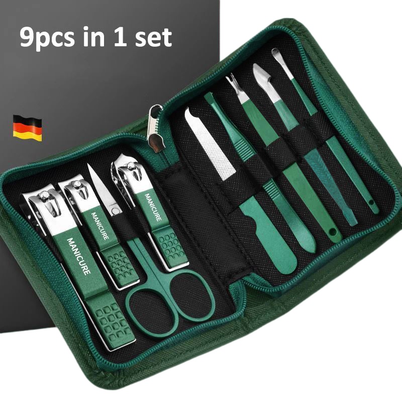 Ensemble de manucure avec étui en cuir, Kits professionnels d'outils de soins des pieds et du visage, ensembles de coupe-ongles en acier inoxydable, cadeau, 6-9 pièces