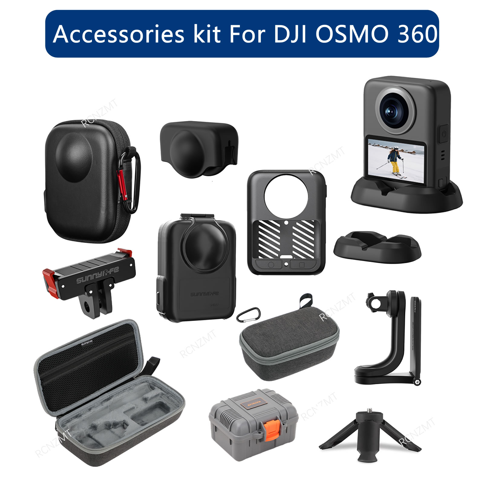 Kit de accesorios para DJI OSMO 360, funda de silicona, tapa de lente, soporte de montaje, protección, soporte de expansión de vidrio, funda Bag2027