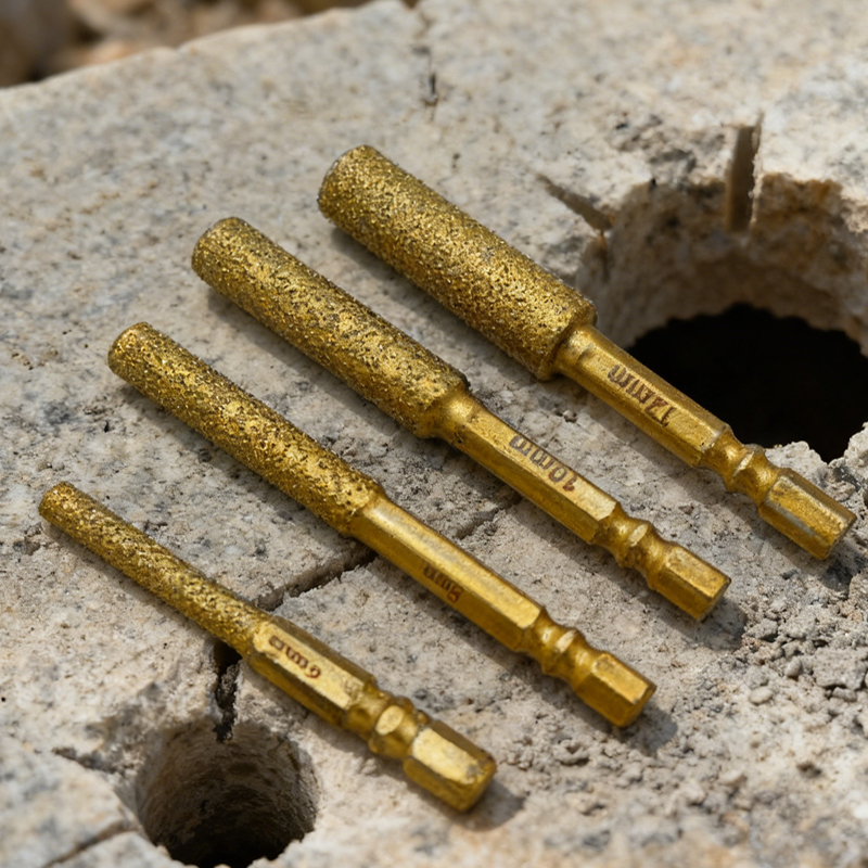 D6 8 10 12 4pcs Diamond Core Bits Dry Drilling Thread Hexagonal Shank Core Drill Bit Hole Saw For Ceramic Tile Granite Marble Cr