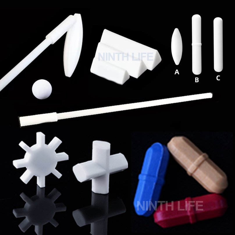 PTFE Magnetic Stirrer Stir Bar Gear Shape , Spherical , Cruciform , Triangle , Recycling Rod，Various shapes White Stirring Bars