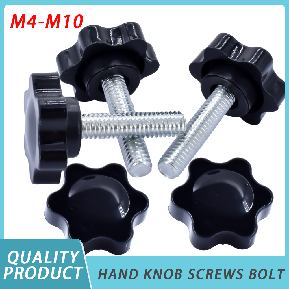 2-10pcs Star Hand Knob Screws Bolt M4 M5 M6 M8 M10 Carbon Steel  Star Shape Head Thread Clamping Thumb Handle Machine Screw
