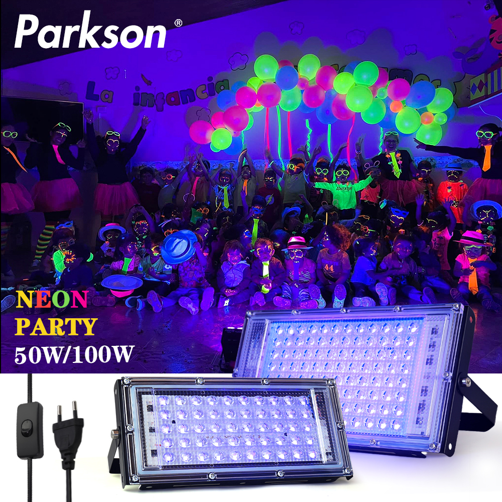 395nm 400nm Led UV Flutlicht 50W 100W LED Bühne Schwarzlicht 220V Wasserdichte Ultravilet Lampe fluoreszierende Party Bühne Licht