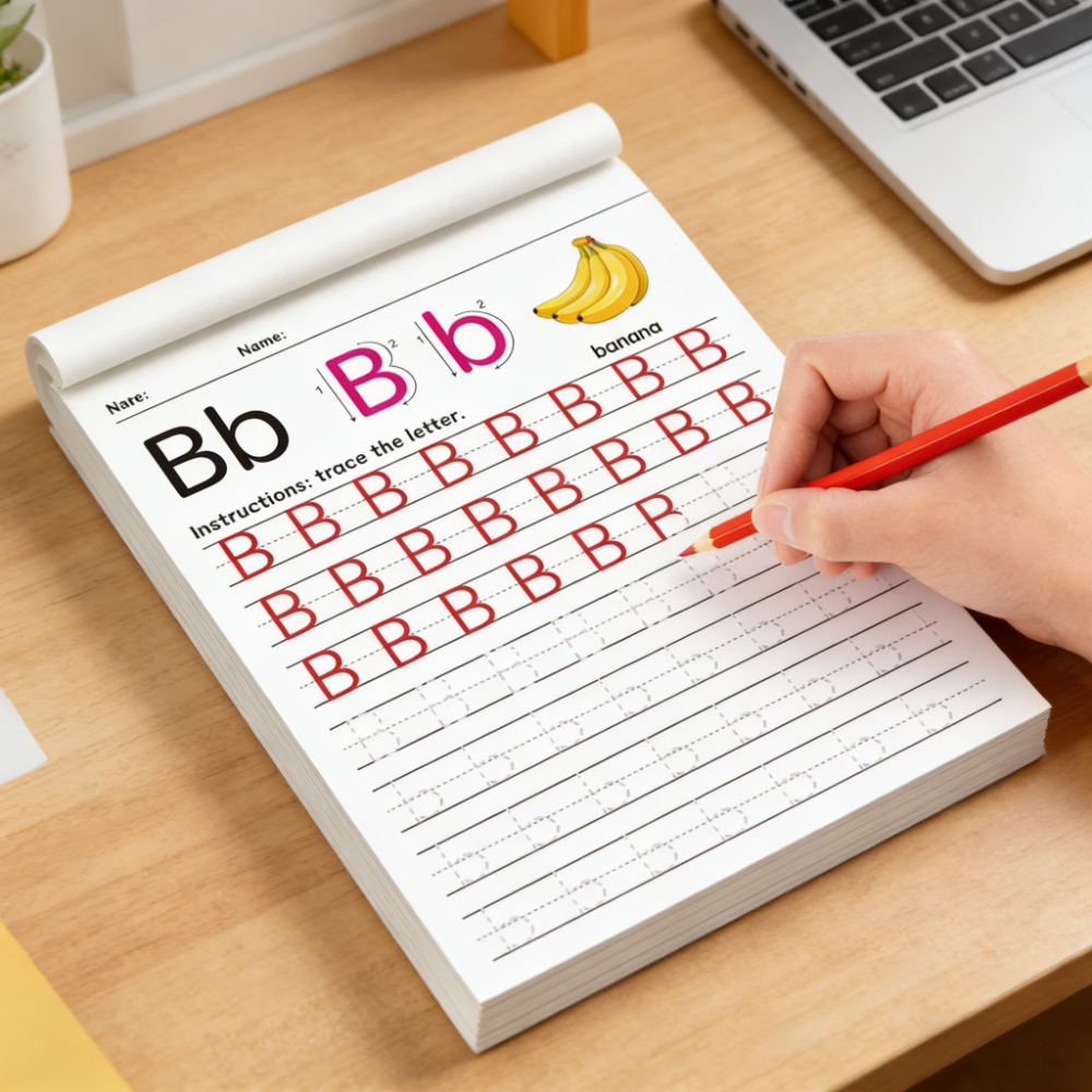 Cuaderno de 32 Páginas para Practicar las Letras del Abecedario para Niños |   Actividades de aprendizaje preescolar: Libro de práctica de escritura a mano