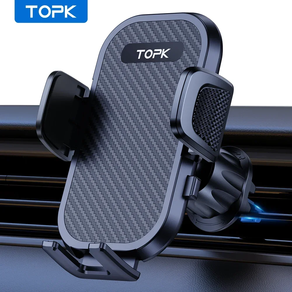 TOPK ที่วางโทรศัพท์ในรถยนต์ ที่ยึดโทรศัพท์มือถือแบบตะขอสแตนเลสแบบอัพเกรดสำหรับช่องระบายอากาศในรถยนต์ รองรับ Mag-Safe ใช้ได้กับโทรศัพท์ทุกรุ่น