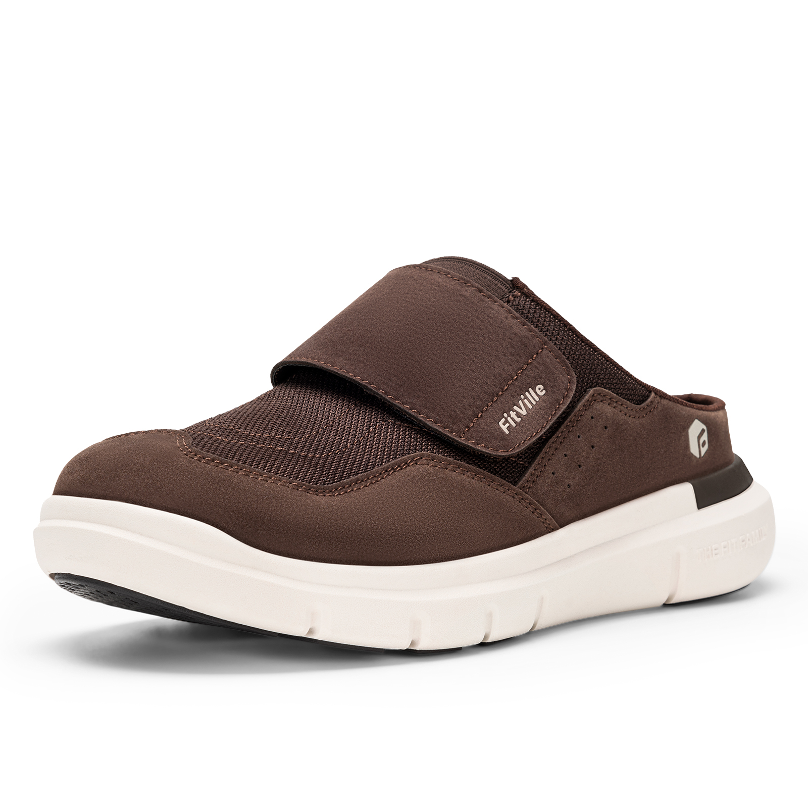 Sepatu Diabetes Pria Fitville, Sandal Lebar, Sepatu Santai Praktis untuk Pria, Sandal Jepit Penyangga Lengkung Kaki untuk Kaki Bengkak