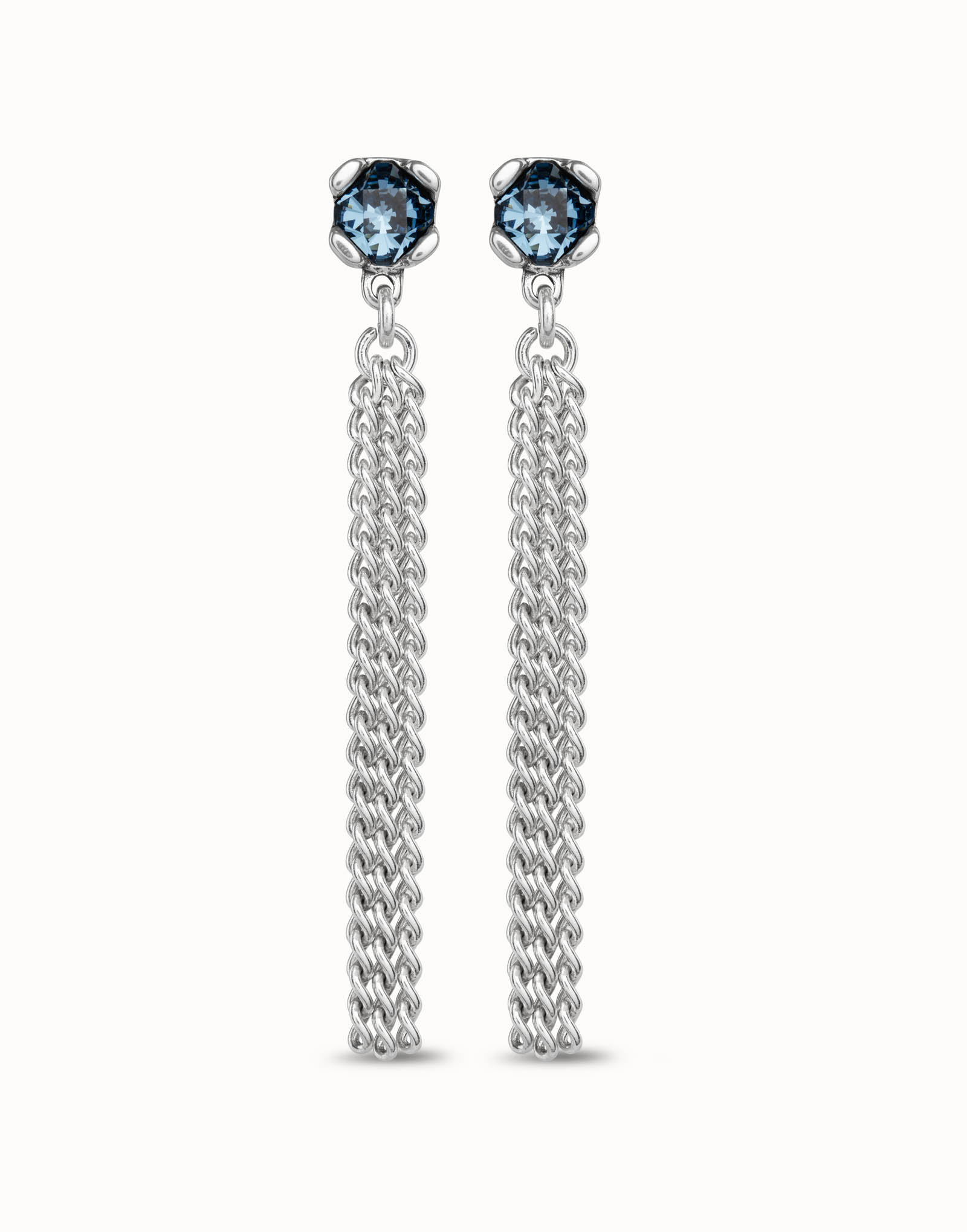 Pendientes de cadena de diamantes azules de nicho de estilo minimalista de otoño 2025: fusión elegante de diseño de borla larga y brillo de piedras preciosas