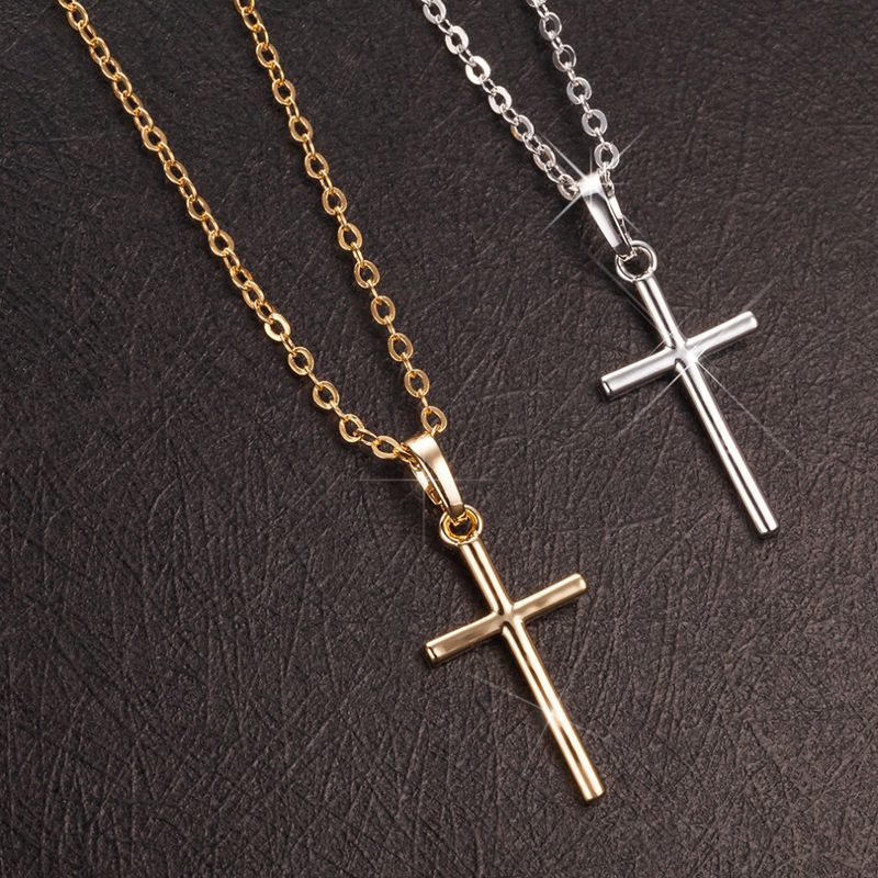แฟชั่นผู้หญิงจี้ dropshipping ทองสีดําคริสตัล Jesus Cross จี้สร้อยคอเครื่องประดับสําหรับผู้ชายผู้หญิงขายส่ง