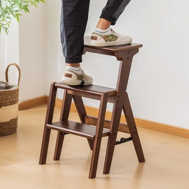 Escalera plegable multifuncional para el hogar, taburete creativo para cambiar zapatos, muebles de cocina, sala de estar, estante de almacenamiento de escalera de 2 escalones