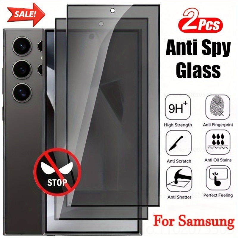 2 Buah Pelindung Layar Kaca Tempered Privasi Anti-mengintip untuk Samsung Galaxy S22 S23 Ultra S20FE S21 Plus S10/S9 Plus S25/S24 Ultra