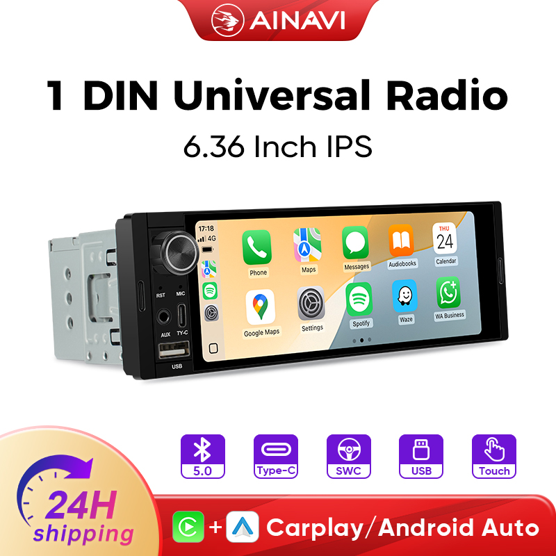 AINAVI K40 Universelles 1 DIN Autoradio Kabelloses Carplay Android HD 1280*720 IPS Touchscreen Single Din Autoradio 1DIN Multimedia