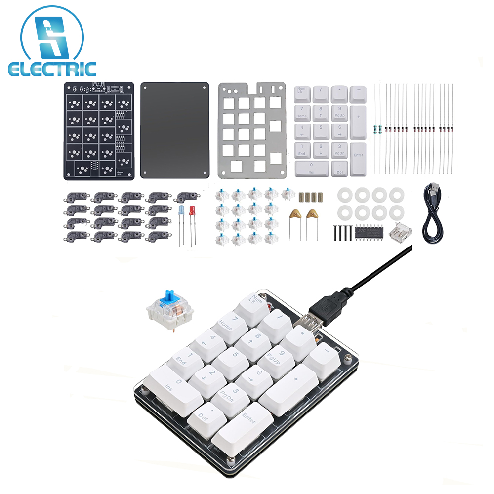 Kit de Práctica de Soldadura de Teclado Numérico, Teclado Numérico Mecánico USB de 17 Teclas con Interruptores Intercambiables en Caliente, Proyecto de Aprendizaje STEM para la Escuela