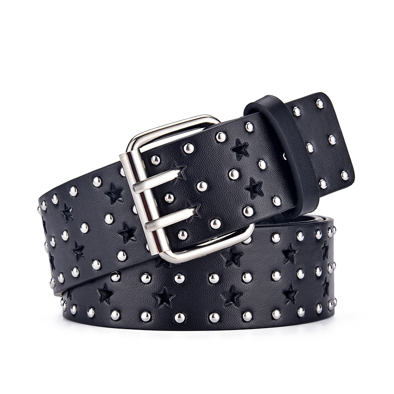 Ceinture creuse étoile pour femmes, boucle à aiguille à Double rangée, à la mode, associée à des jeans, ceinture pour hommes, Style Rock Punk Y2K