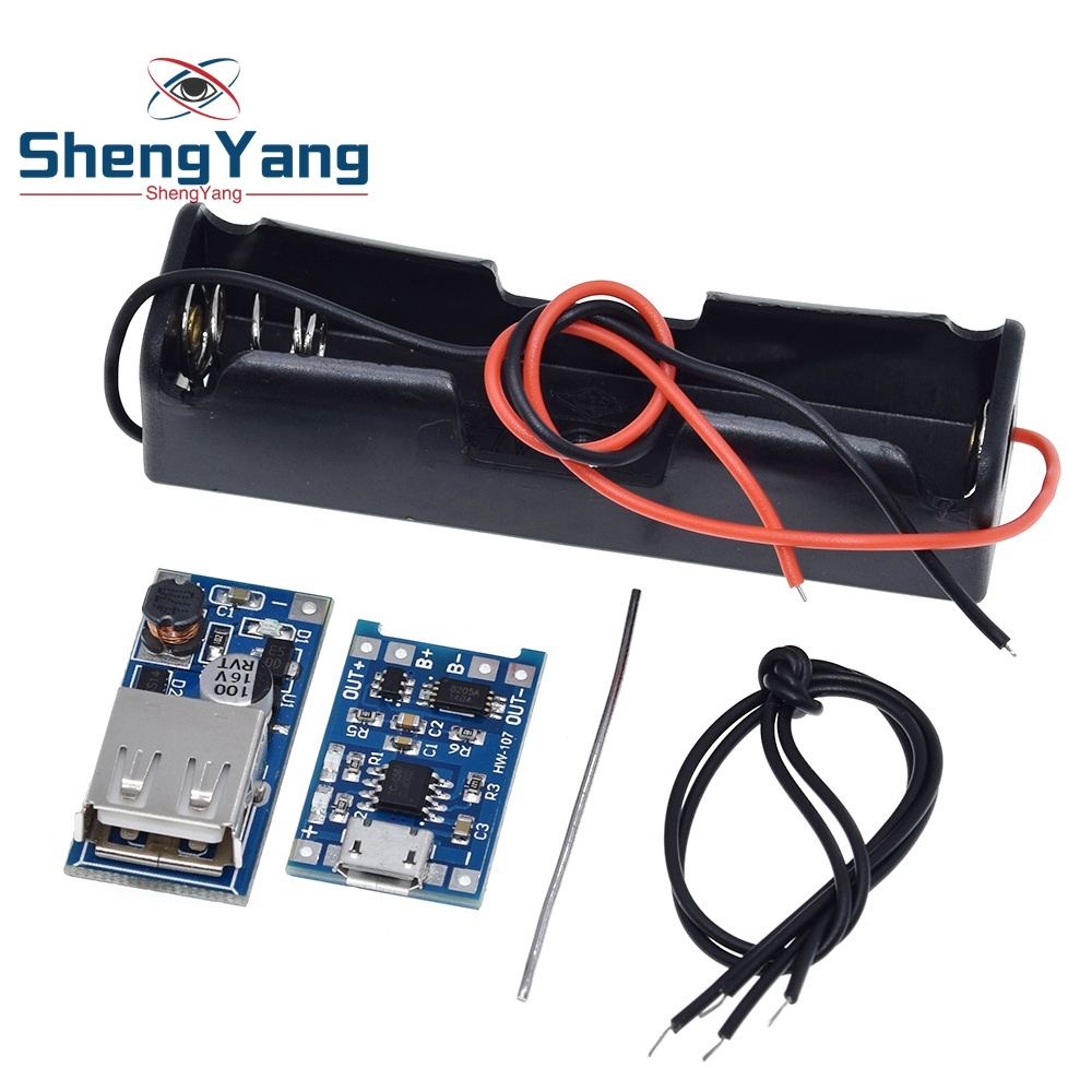 Módulo de cargador de batería de litio TZT 5V 1A 18650 TP4056 KIT DIY + 1 caja de batería 18650 + placa de refuerzo de energía móvil USB de 5V 600MA